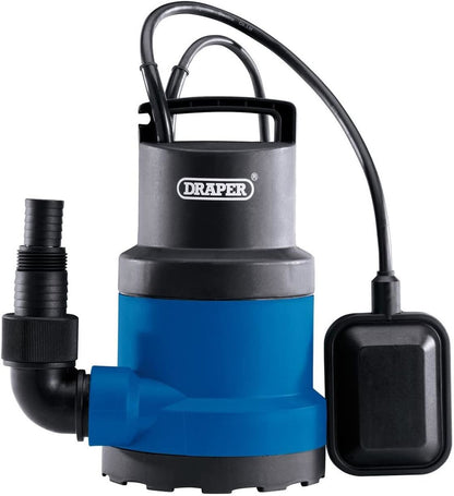 61584 Draper 230V Submersible Clean Water Pump with Float Switch, 191L/min, 550W Submersible Water Pumps Professional Trade DIY Workshop Garage Use