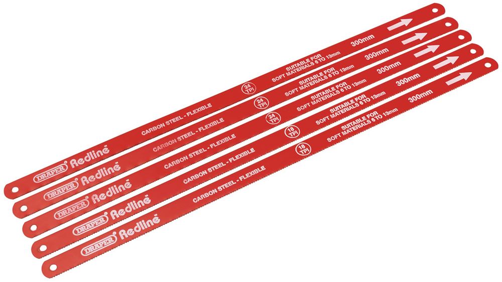 68414 Draper Redline Redline Hacksaw Blades, 300mm (Pack of 5) RL-HSB Professional Trade DIY Workshop Garage Use