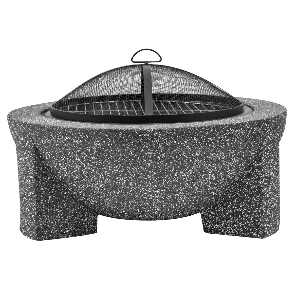 Dellonda DG191 Round MgO Fire Pit with BBQ Grill & Safety Mesh Screen 75cm - Dark Grey | Magnesium Oxide | The fire pit is made from MgO (Magnesium