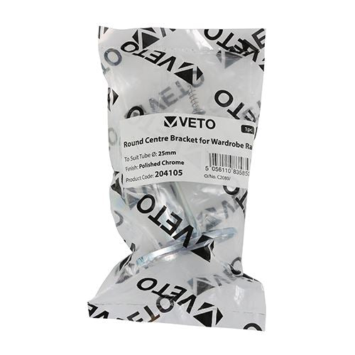 TIMCO Round Centre Bracket P/Chrome 25mm Pack 1