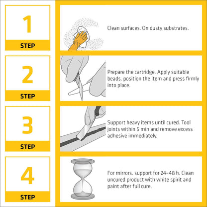 Sika Stixall Maximum Grab White 290ml Building Adhesive – Ultra High Grab, Waterproof, Flexible Interior & Exterior Bonding