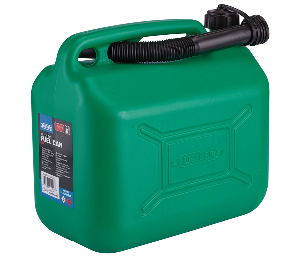 Draper PLASTIC FUEL CAN - 10L - GREEN 09055 Plastic Fuel Can, 10L