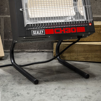 Sealey CH30 Ceramic Heater 1.4/2.8kW 230V | 1400/2800W, 230V - 13A, Thermostat, Timer, Adjustable | Powder coated metal construction with two ceramic