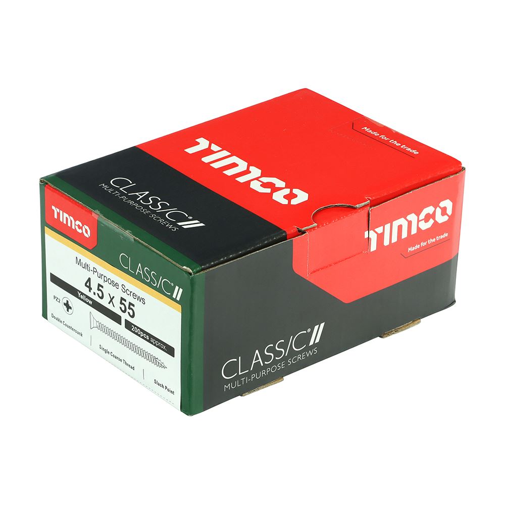 TIMCO Classic Screw PZ2 CSK ZYP 4.5 x 55 Gold Pack 200