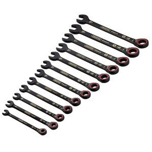 Draper 12PC REVERS.RATCHET SPAN. SET 03912 HI-TORQÂ® Metric Reversible Ratchet Combination Spanner Set, Black (12 Piece)