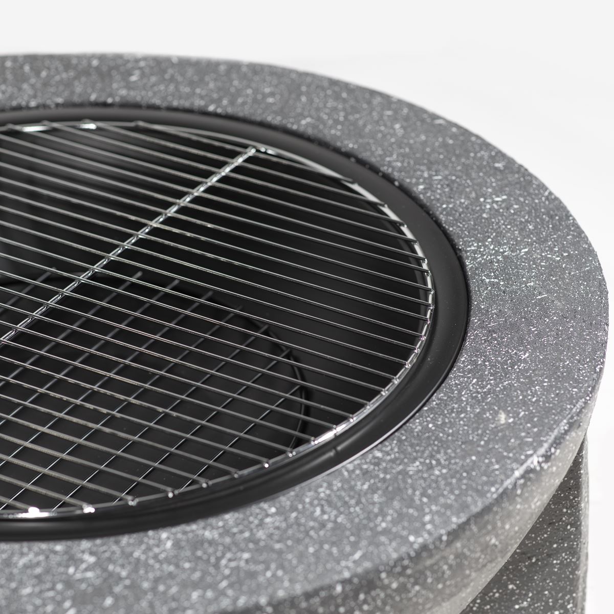 Dellonda DG191 Round MgO Fire Pit with BBQ Grill & Safety Mesh Screen 75cm - Dark Grey | Magnesium Oxide | The fire pit is made from MgO (Magnesium