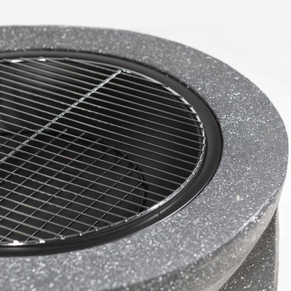 Dellonda DG191 Round MgO Fire Pit with BBQ Grill & Safety Mesh Screen 75cm - Dark Grey | Magnesium Oxide | The fire pit is made from MgO (Magnesium