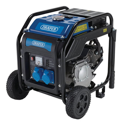 98683 Draper Petrol Open Frame Inverter Generator with Wheels, 3800W PG4000 Work Light Power Generators (L) 500 x (W) 350 x (H) 485mm Professional T