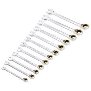 Draper 12PC REVERS.RATCHET SPAN. SET 03913 HI-TORQÂ® Metric Reversible Ratchet Combination Spanner Set (12 Piece)