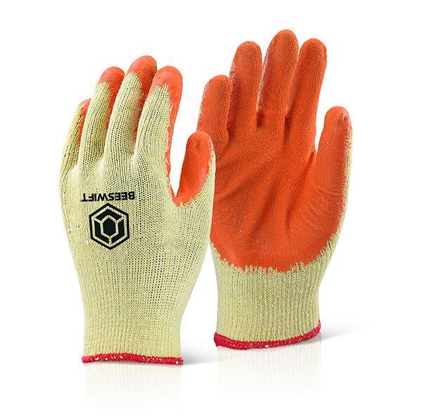 Beeswift EC8N Grip Work Gloves – Latex Coated | Orange & Green | M–XL | Pack of 10