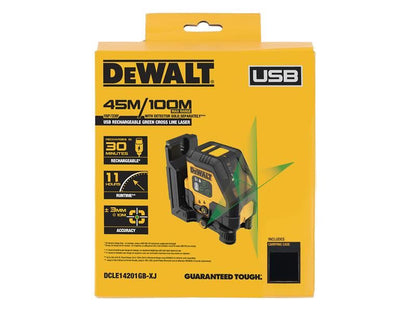 DeWalt Power Tools DCLE14201 USB Cross Line Green Beam Laser