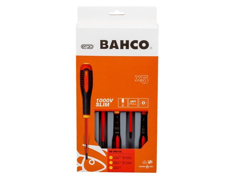 Bahco BE-9881SL BE-9881SL ERGO™ Slim VDE Insulated Screwdriver Set, 5 Piece