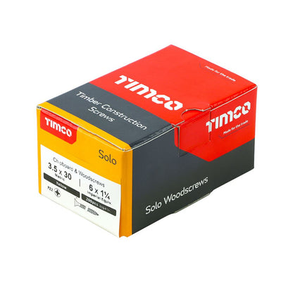 TIMCO Solo Woodscrew PZ2 CSK ZYP 3.5 x 30 Gold Pack 200