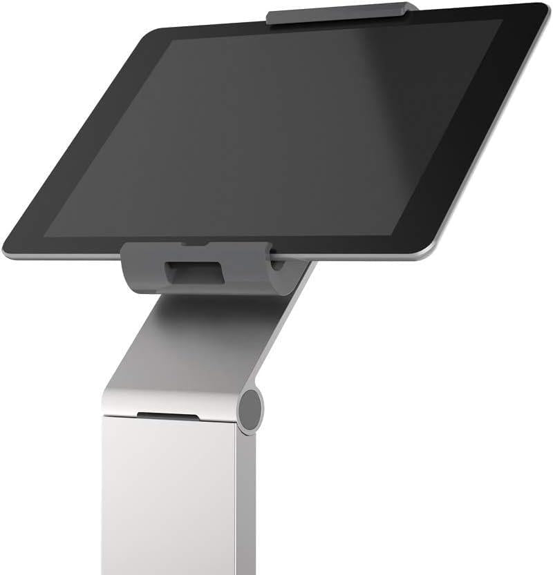 Durable Aluminium Tablet Holder iPad Floor Stand 7-13in Lockable Silver | Durable Tablet Stand for Office, Warehouse and Workplace Use