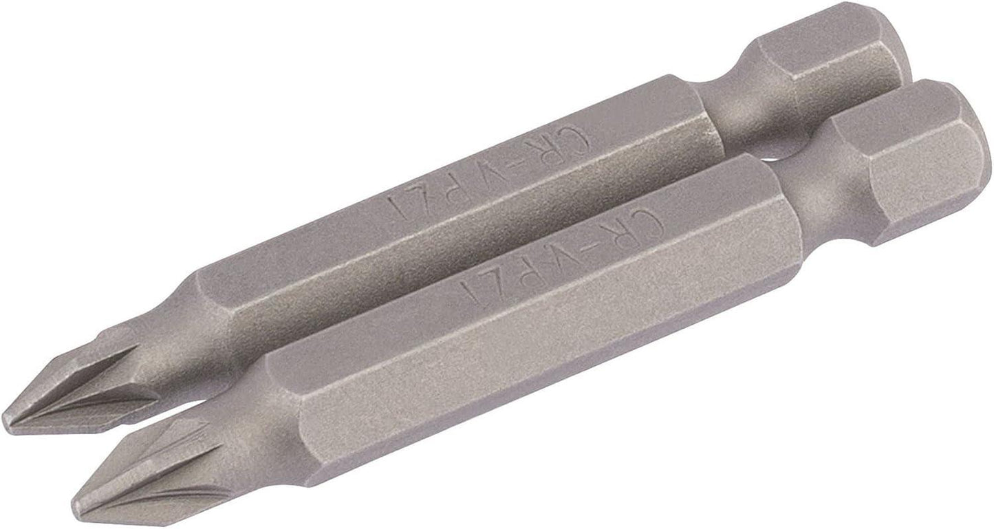 Draper 2PC 50MM NO1 PZ.S/D BIT 64227 1/4" Hex. PZ TYPE E Shank Insert Bits