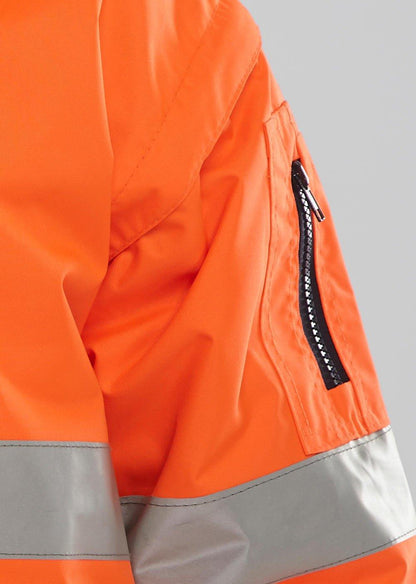 Beeswift Europa Two Tone Hi Vis Bomber Jacket Sizes S to 6XL with Removable Sleeves Detachable Fleece Liner Hood and Reflective Tape