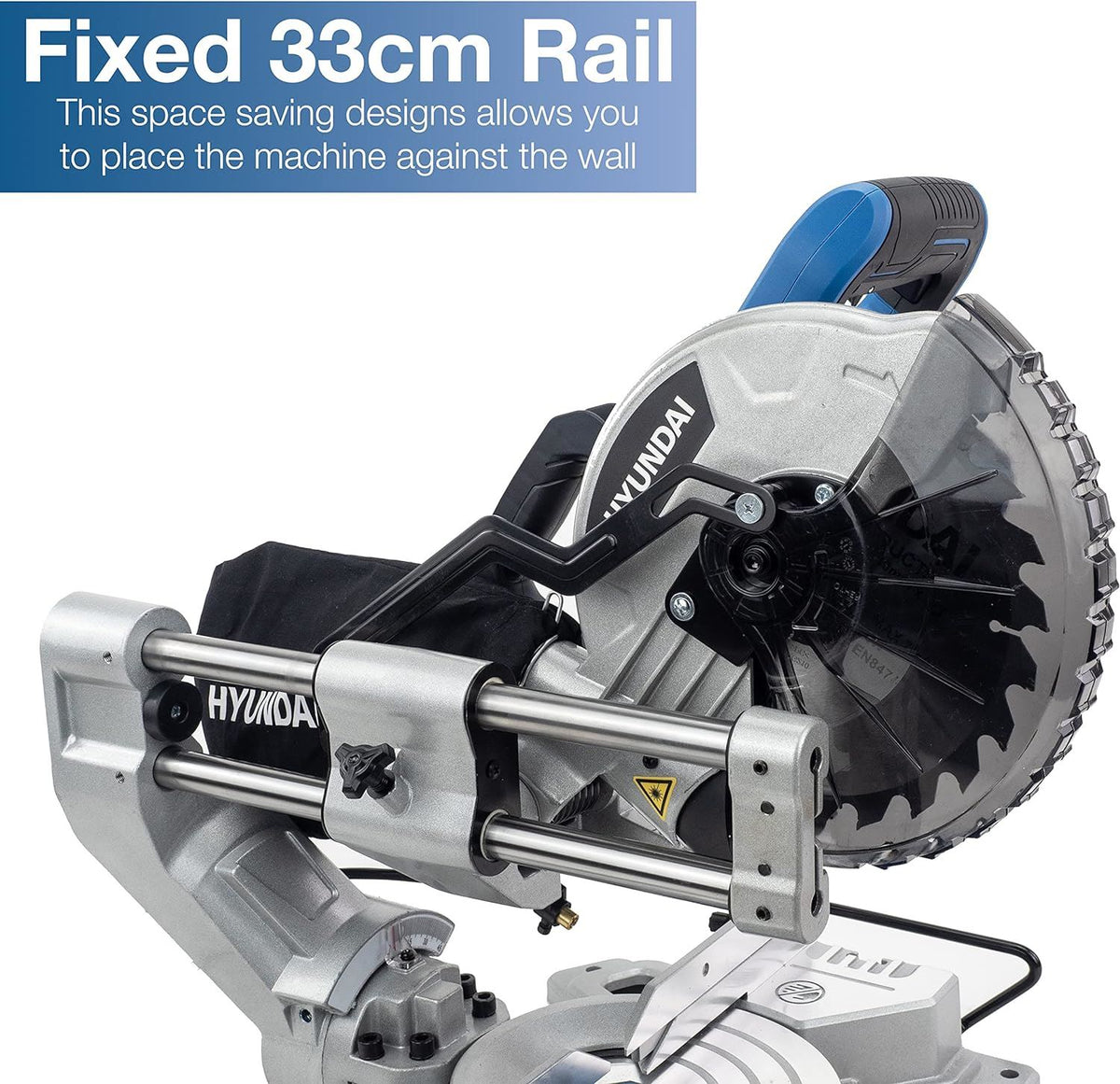 Hyundai HYMS1500E Electric Mitre Saw 1500W 210mm Blade 70mm Cut Sliding 230V Chop Saw Sliding Saw Woodworking Chop Saw
