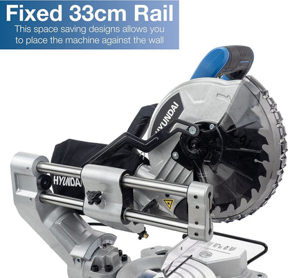 Hyundai HYMS1500E Electric Mitre Saw 1500W 210mm Blade 70mm Cut Sliding 230V Chop Saw Sliding Saw Woodworking Chop Saw