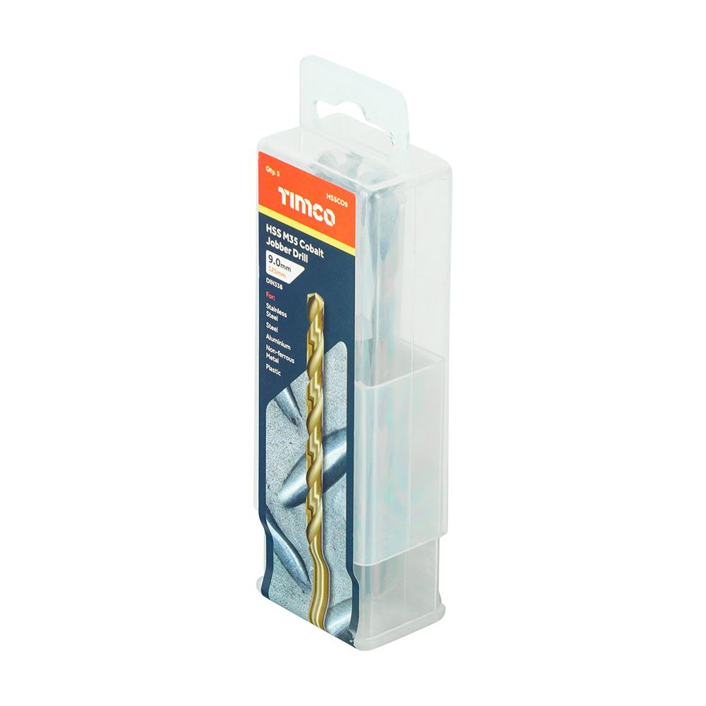 TIMCO HSS-CO Jobber Drill Bit Cobalt 9.0mm Pack 5