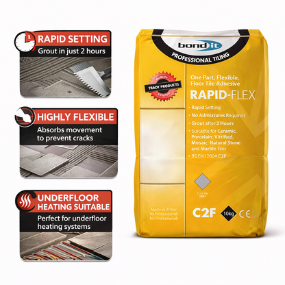 Bond It Rapid-Flex Grey Tile Adhesive 20kg Flexible Rapid Set Floor