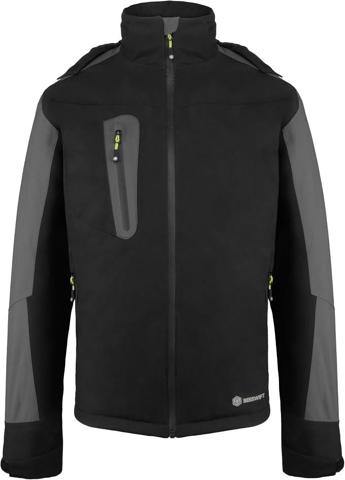Beeswift Pembroke Padded Rain Jacket Black Grey EN343 Water Resistant Workwear Sizes S-5XL