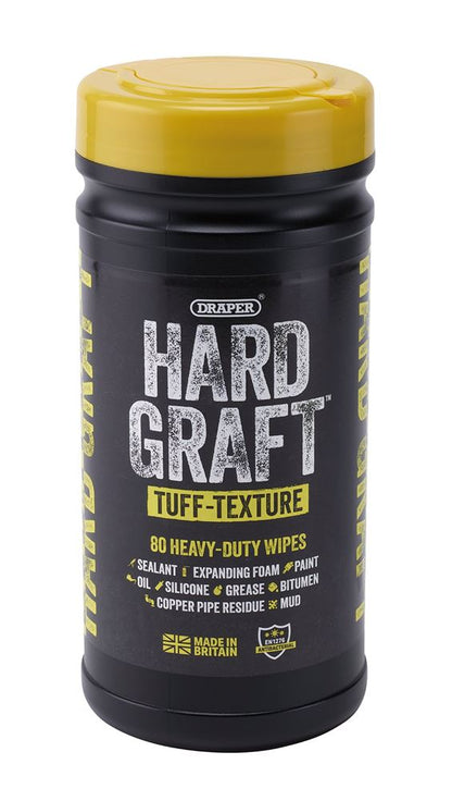 Draper TUFF-TEXTURED WIPES - 80PCS 12436 12436 Hard Graft Multipurpose Tuff-Texture Wipes (Tub of 80)