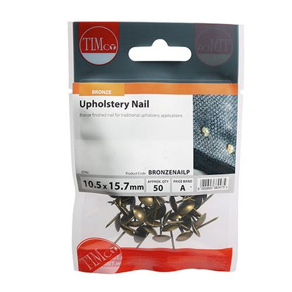 TIMCO Upholstery Nails - Bronze 10.5 x 15.7 Pack 50