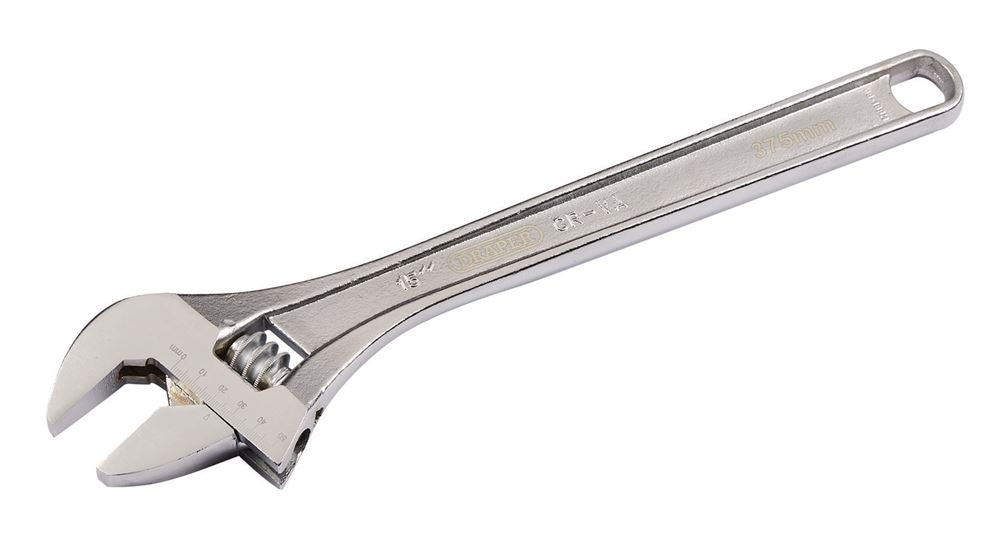 70405 Draper Adjustable Wrench, 375mm, 46.5mm 371CP Spanner/Wrench Adjustable Wrenches Professional Trade DIY Workshop Garage Use