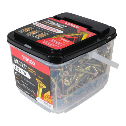 TIMCO Velocity Screw PZ2 CSK ZYP 5.0 x 70 Gold Pack 375