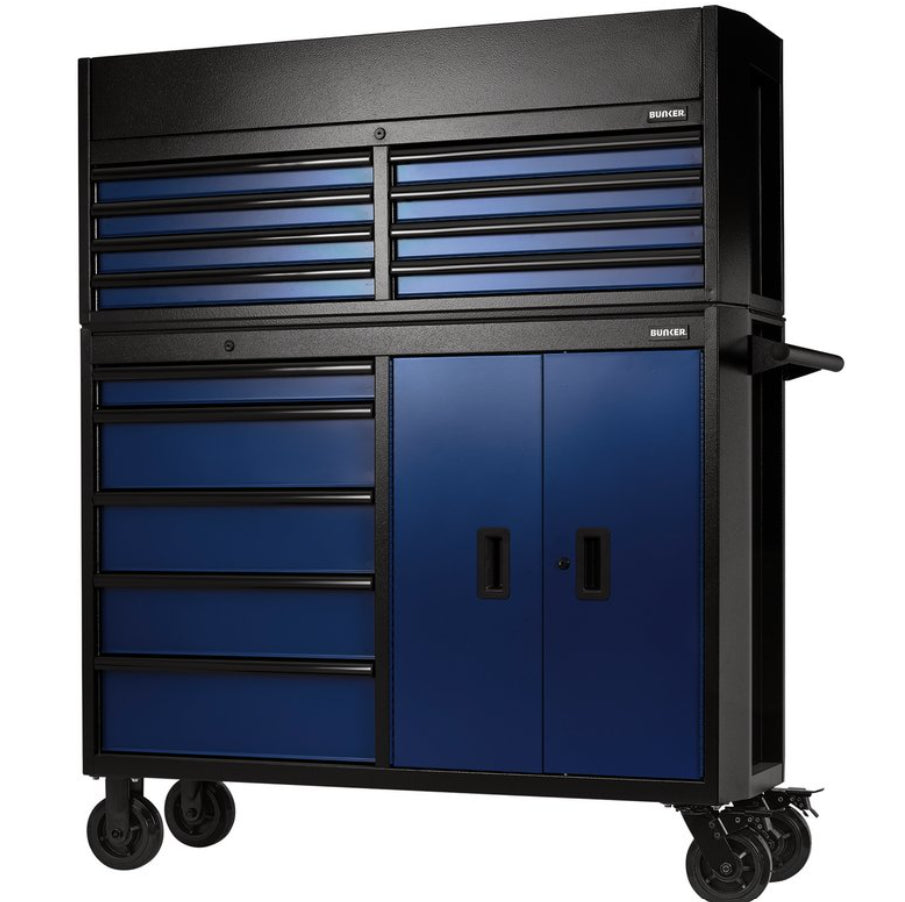 BUNKER  13 Drawer Combined Roller Cabinet and Tool Chest, 52", Blue
