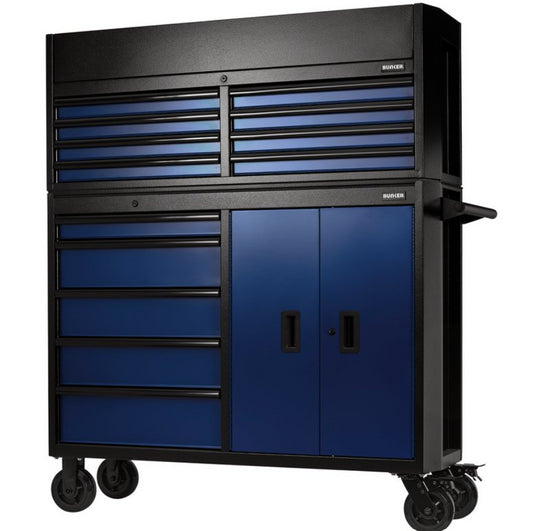 BUNKER  13 Drawer Combined Roller Cabinet and Tool Chest, 52", Blue