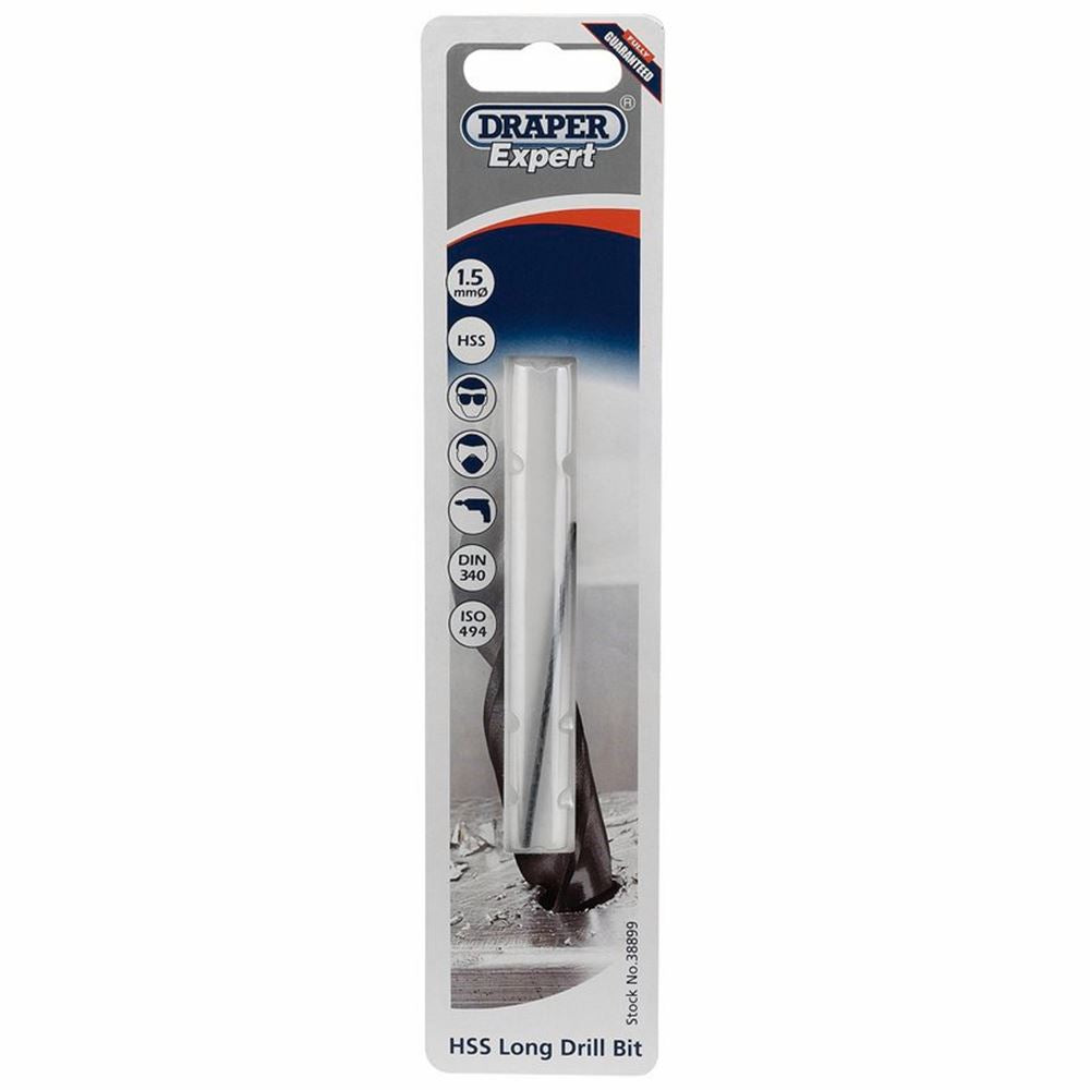 Draper 1.5X70.0MM L/SERIES DRILL BIT 38899 Metric HSS Long Series Drill Bits