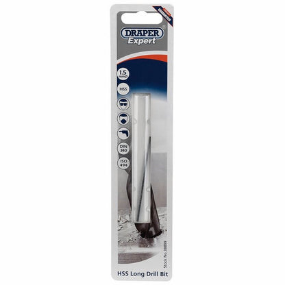 Draper 1.5X70.0MM L/SERIES DRILL BIT 38899 Metric HSS Long Series Drill Bits