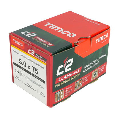 TIMCO C2 Clamp-Fix TX25 CSK ZYP 5.0 x 75 Gold Pack 200