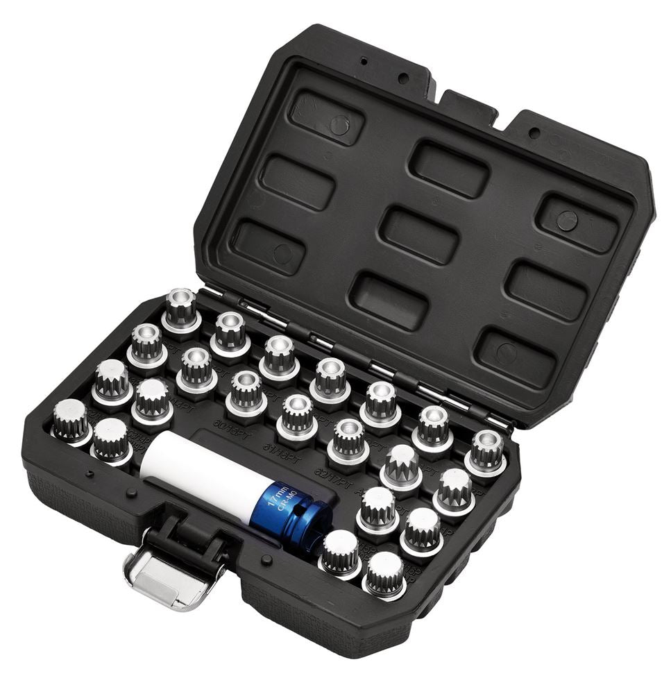 Draper VAG LOCKINGWHEEL SOCKETSET23PC 13600 13600 VAG Locking Wheel Socket Set (23 Piece)