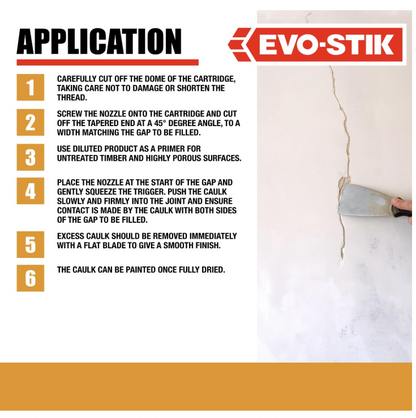 EVO-STIK Decorators Caulk White 280ml Flexible Fast Dry Paintable Gap & Crack Filler for Skirting Boards Windows Doors