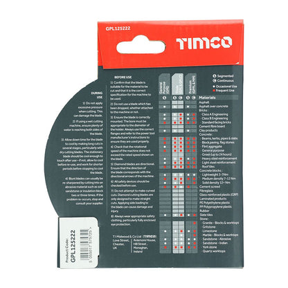 TIMCO Trade Diamond Blade Seg 125 x 22.2 Pack 1