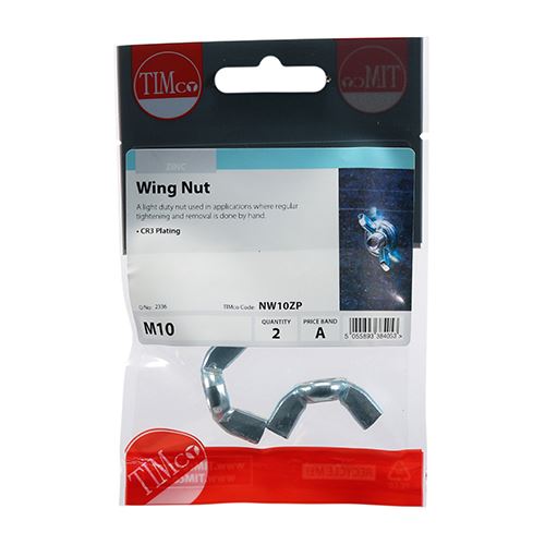 TIMCO Wing Nut - BZP M10 Silver Pack 2