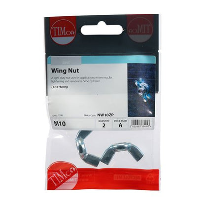 TIMCO Wing Nut - BZP M10 Silver Pack 2