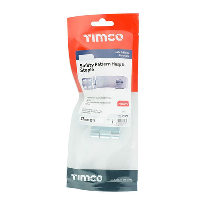 TIMCO Safety Hasp-Staple Zinc 3" Silver Pack 1