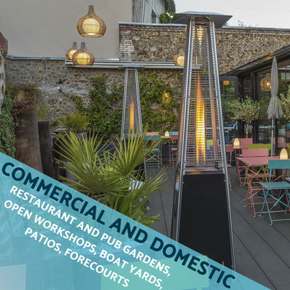 Dellonda DG98 Pyramid Gas Outdoor Garden Patio Heater 13kW Commercial & Home Use | Tip-Over Switch, Adjustable | Innovative design of Gas Flame