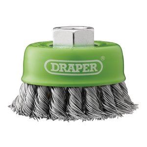 Draper 75MM TWIST CUP BRUSH SS M14 08054 Stainless-Steel Twist-Knot Wire Cup Brushes, M14