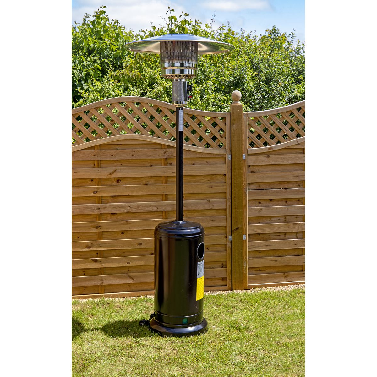 Dellonda DG1 Outdoor Garden Gas Patio Heater 13kW Commercial & Domestic Use, Black | Wheels, Tip-Over Switch, Adjustable