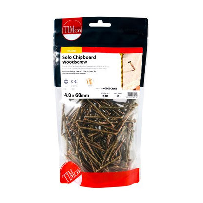 TIMCO Solo Woodscrew PZ2 CSK - ZYP 4.0 x 60 Gold Pack 230