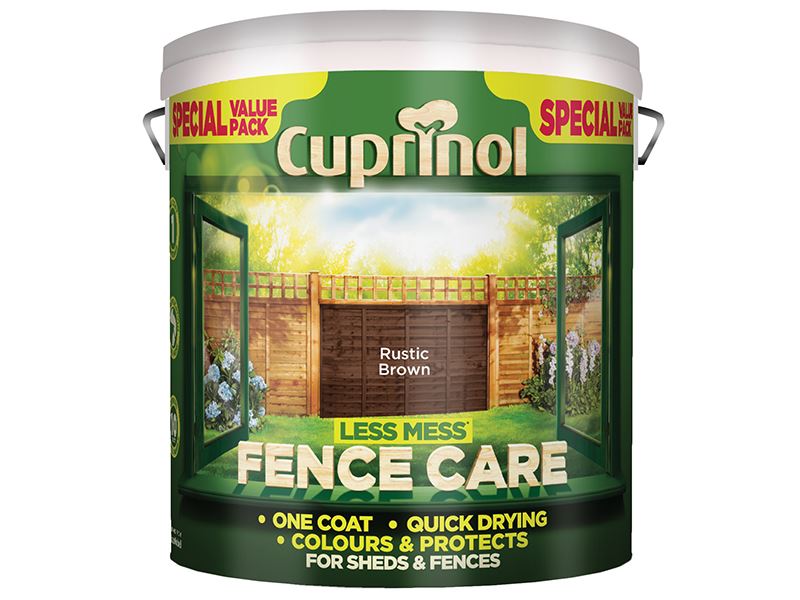 Cuprinol 5194071 Less Mess Fence Care Rustic Brown 6 litre