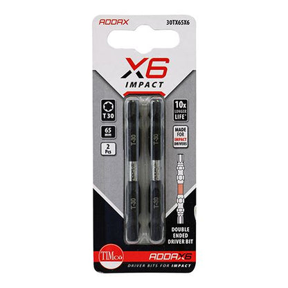 TIMCO X6 Double Ended TX Drive Bit TX30 x 65 Pack 2