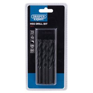 Draper 7.5MM HSS TWIST DRILL BOX 10 38812 Metric HSS Drill Bits (Pack of 10 or 5)