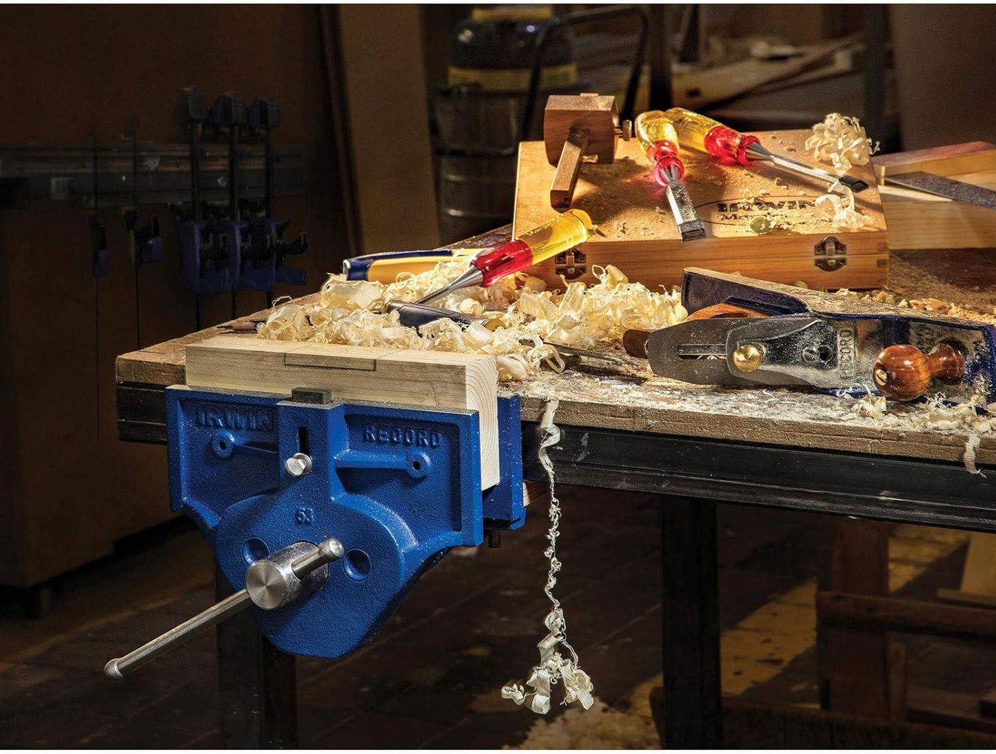 IRWIN Record T53ED Woodworking Vice 265mm (10.5in) – Quick Release Bench Vice with Adjustable Dog