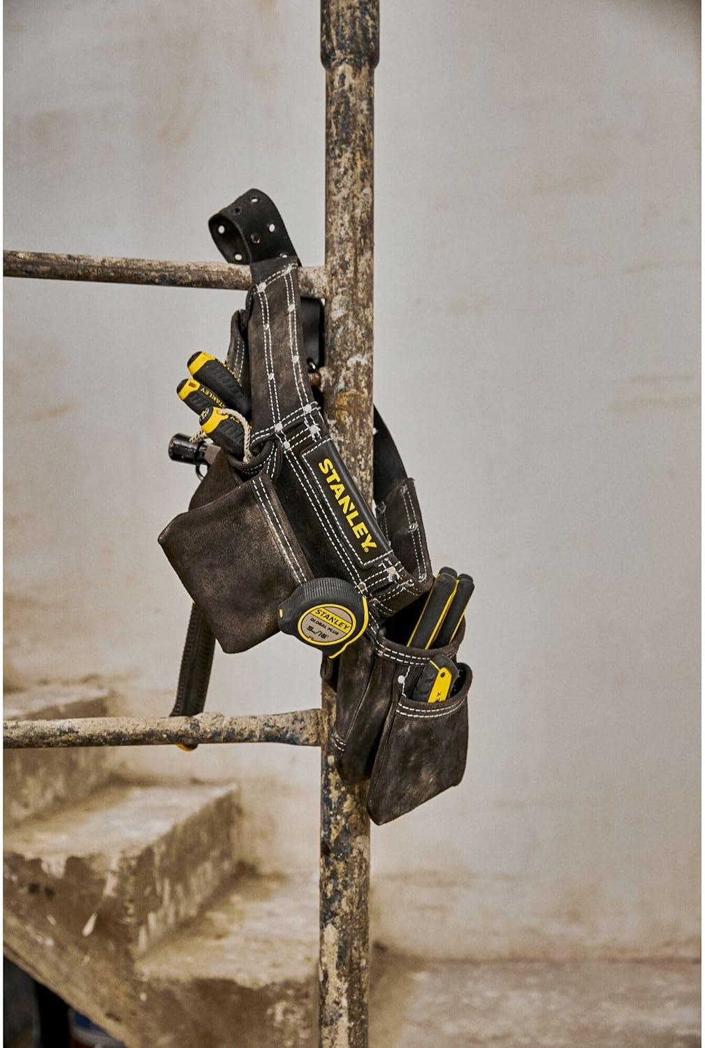 Stanley Leather Tool Apron Heavy Duty Carpenter Work Belt Multi Pocket 80113