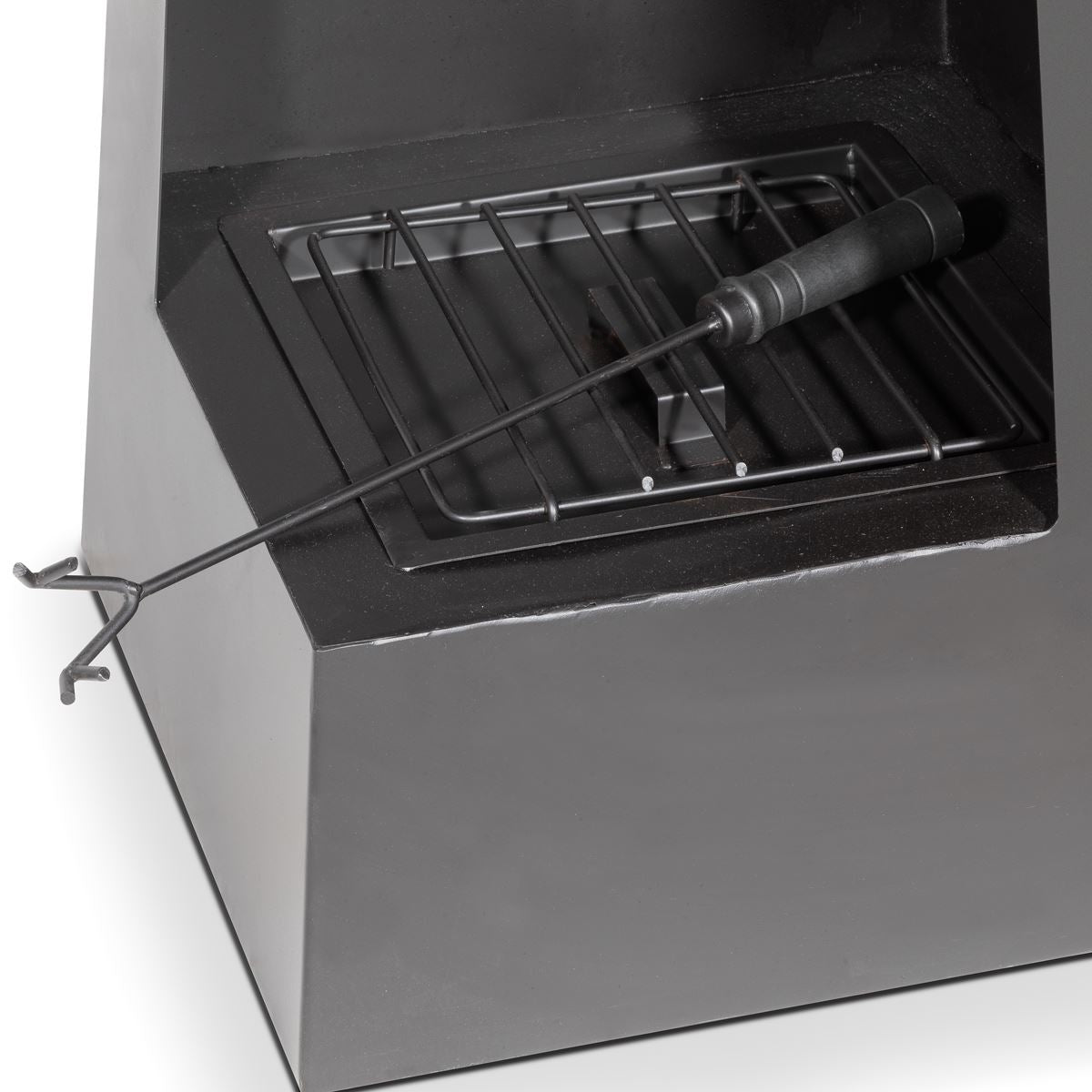 Dellonda DG105 Chiminea, Wood Burner, Heater for Outdoors W45cm x H150cm - Black Steel | Stylish chiminea is perfect for relaxing outdoors with family